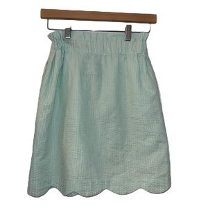 Lauren James Green & White Seersucker Pull On Skirt Size XS